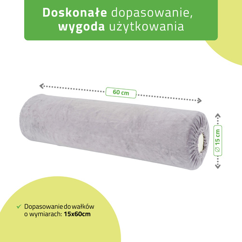 Prześcieradło welurowe z gumką na wałek - 15x60 cm grafitowe