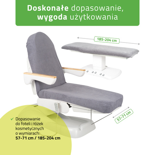 Prześcieradło welurowe z gumką i sznurkami na fotel kosmetyczny grafitowe