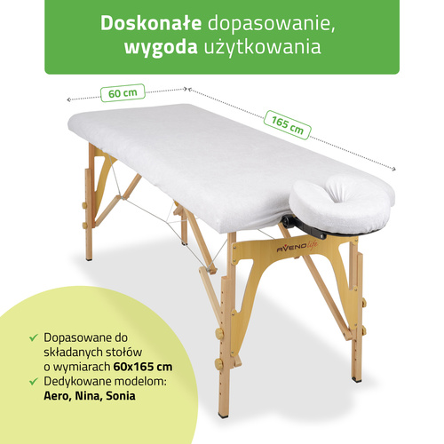 Zestaw - Prześcieradło frotte 1cz. na stoły składane - 60/165, pokrycie frotte na podgłówek białe