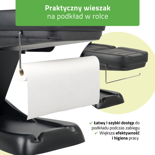 Fotel kosmetyczny z regulacją elektryczną Leo PRO 4, czarny - 3 silniki
