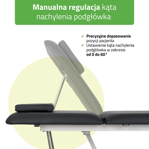 Stół rehabilitacyjny, do masażu elektryczny Optima – pilot ręczny, czarno biały