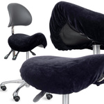 Pokrowiec welurowy z gumką na taboret, czarny