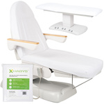 Prześcieradło frotte z gumką i sznurkami na fotel kosmetyczny białe