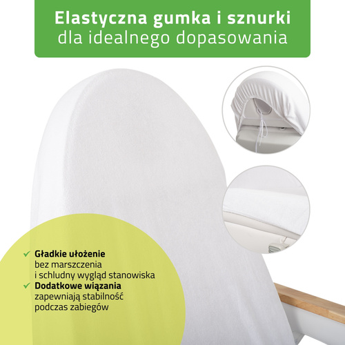 Prześcieradło frotte z gumką i sznurkami na fotel kosmetyczny białe