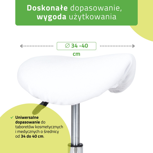 Pokrowiec welurowy z gumką na taboret, biały