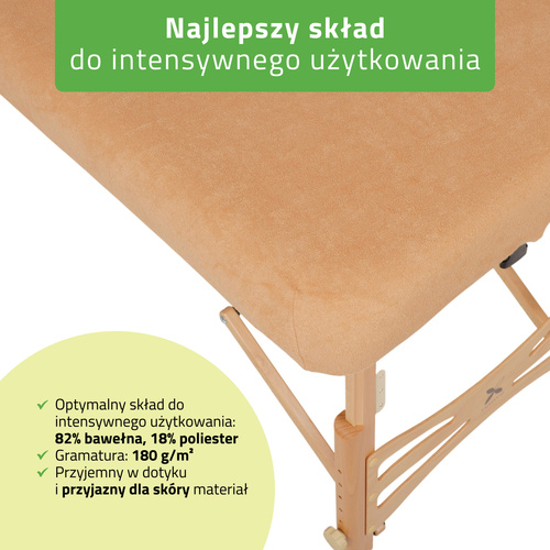 Zestaw - Prześcieradło frotte 1cz. na stoły składane 60-65/180-185, pokrycie frotte na podgłówek beżowe