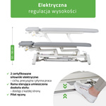 Stół rehabilitacyjny, do masażu, elektryczny Proxima V4 Ergo - pilot ręczny, rama sterująca, szaro biały