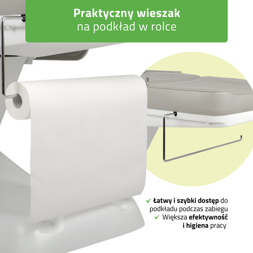 Fotel kosmetyczny z regulacją elektryczną Leo PRO 4, szary - 3 silniki