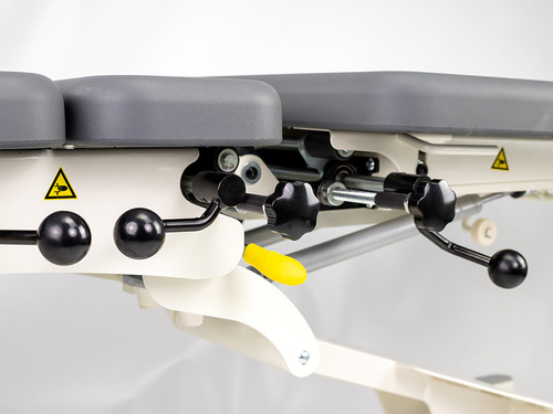Stół rehabilitacyjny Upright Chiro Z7 - pianka integralna, rama sterująca, kółka, regulacja drop, pasy, szaro biały