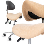 Pokrowiec frotte z gumką na taboret, kremowy latte