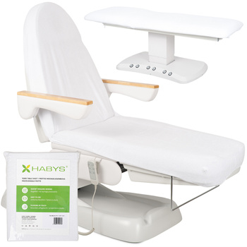 Prześcieradło frotte z gumką i sznurkami na fotel kosmetyczny białe