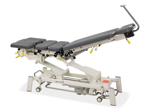 Stół rehabilitacyjny Upright Chiro Z7 - pianka integralna, rama sterująca, kółka, regulacja drop, pasy, szaro biały