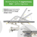 Stół rehabilitacyjny, do masażu, elektryczny Proxima X7 - rama sterująca, szaro biały