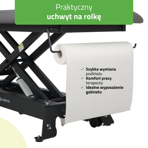 Stół rehabilitacyjny, do masażu, elektryczny Evero Cross X4 Ergo – pilot ręczny, szaro  czarny