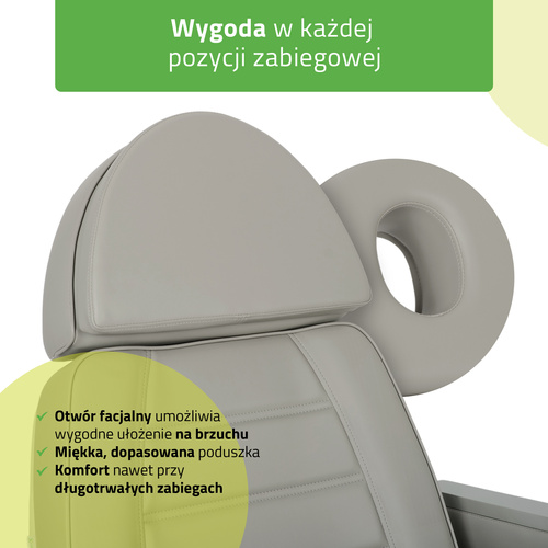 Fotel kosmetyczny z regulacją elektryczną Leo PRO 4, szary - 3 silniki