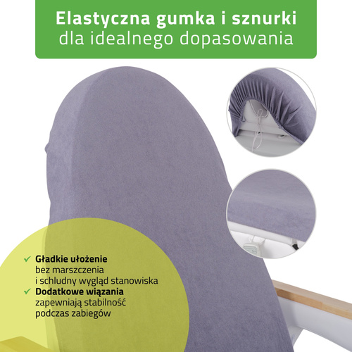 Prześcieradło frotte z gumką i sznurkami na fotel kosmetyczny szare