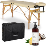 Zestaw - Stół do masażu Sonia 60 cm - beżowy, olejek do masażu Daily Spa Citrus Coconut HABYS 500 ml