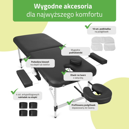 Stół do masażu Nadia 70 cm – czarny