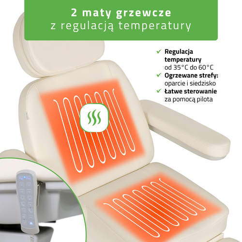 Fotel kosmetyczny z regulacja elektryczną Luxoria PRO 5, Snow White