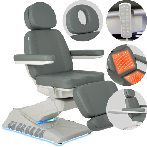 Fotel kosmetyczny z regulacja elektryczną Luxoria PRO 5, Ash Grey