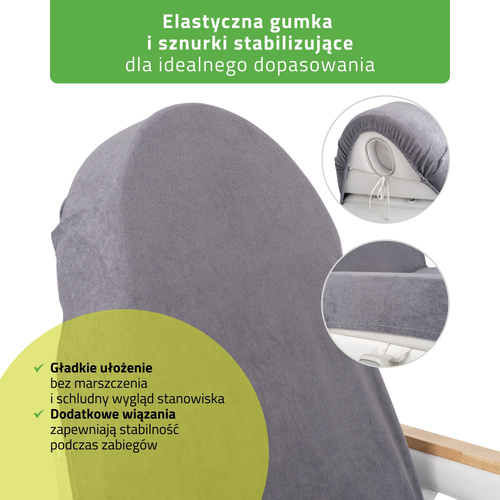 Prześcieradło welurowe z gumką i sznurkami na fotel kosmetyczny grafitowe