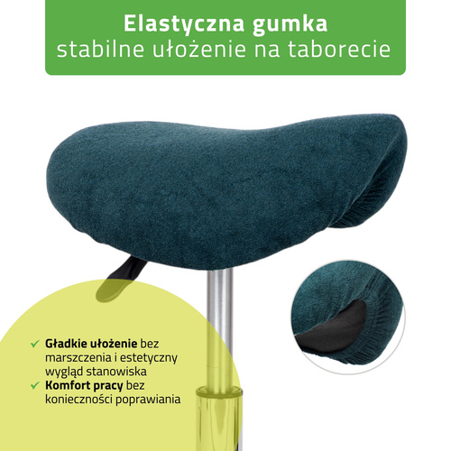 Pokrowiec frotte z gumką na taboret, butelkowa zieleń