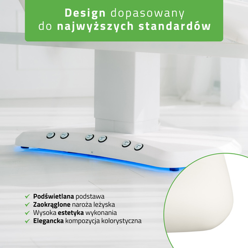 Łóżko kosmetyczne elektryczne z podgrzewaniem Serenity PRO 4 do masażu i zabiegów SPA - 3 silniki   