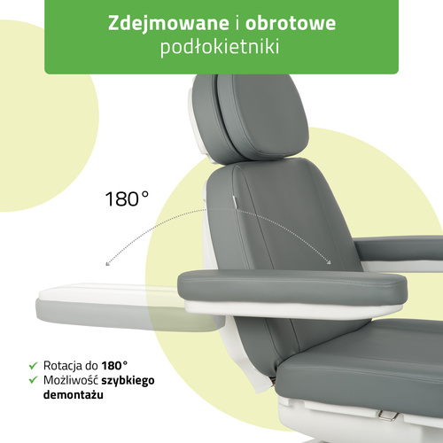 Fotel kosmetyczny z regulacja elektryczną Luxoria PRO 5, Ash Grey