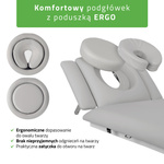 Stół rehabilitacyjny, do masażu, elektryczny Fortis 5 Ergo - pilot ręczny, szaro biały
