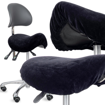 Pokrowiec welurowy z gumką na taboret, czarny