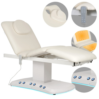 Łóżko kosmetyczne elektryczne z podgrzewaniem Serenity PRO 4 do masażu i zabiegów SPA - 3 silniki   