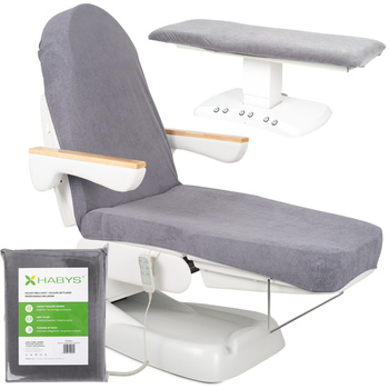 Prześcieradło welurowe z gumką i sznurkami na fotel kosmetyczny grafitowe