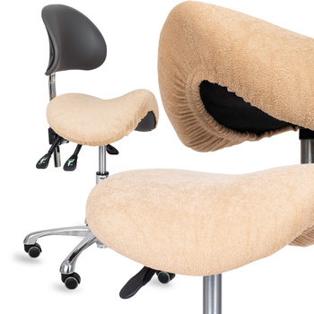 Pokrowiec frotte z gumką na taboret, kremowy latte