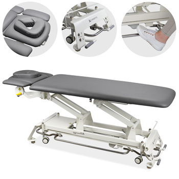 Stół rehabilitacyjny, do masażu, elektryczny Evero V4 Ergo - rama sterująca, szaro biały