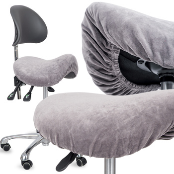 Pokrowiec welurowy z gumką na taboret, grafitowy