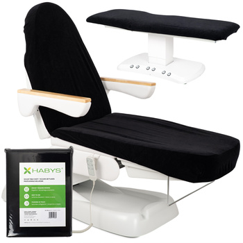 Prześcieradło welurowe z gumką i sznurkami na fotel kosmetyczny czarne