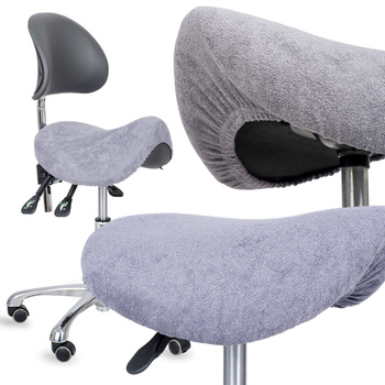 Pokrowiec frotte z gumką na taboret, szary