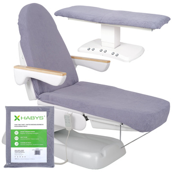 Prześcieradło frotte z gumką i sznurkami na fotel kosmetyczny szare