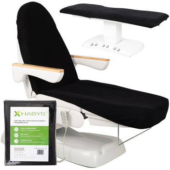 Prześcieradło frotte z gumką i sznurkami na fotel kosmetyczny czarne