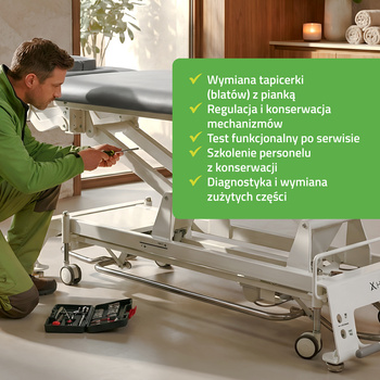 Wymiana tapicerki i pianki + pełny przegląd i konserwacja stołu stacjonarnego