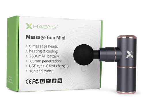 Pistolet do masażu masażer wibracyjny massage gun Mini, końcówka grzejąca i chłodząca